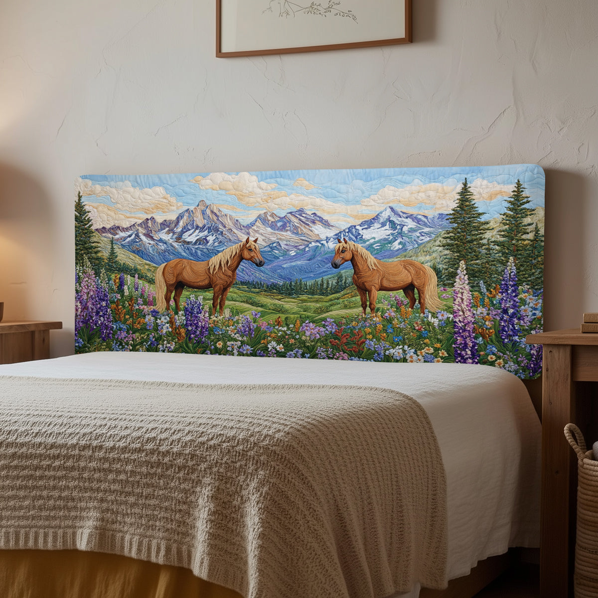 Wildflower White Horse XR1212020CL Quilted Headboard Slipcover