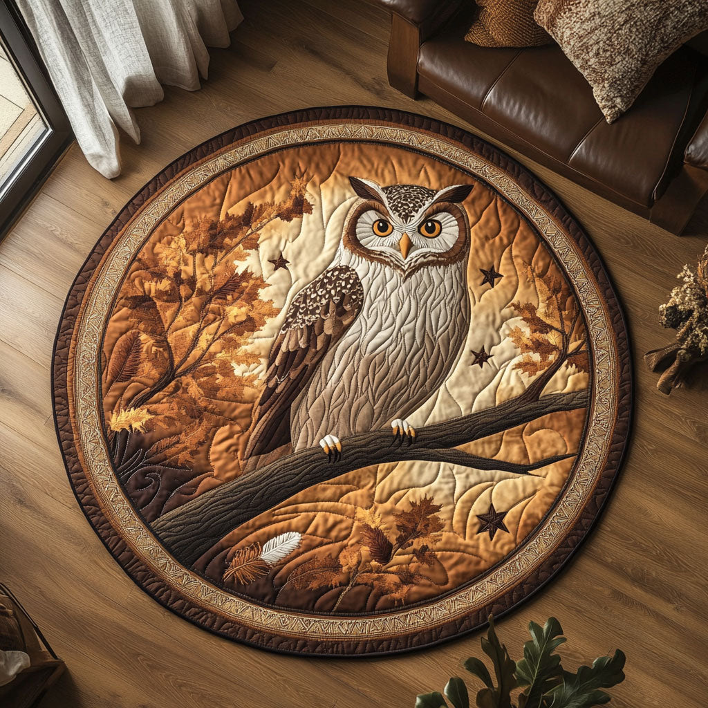 Autumn Regal Owl CW3107020CL Quilted Round Mat