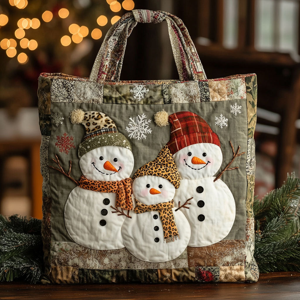 Warm Winter Snowman WN1411123CL Quilted Tote Bag