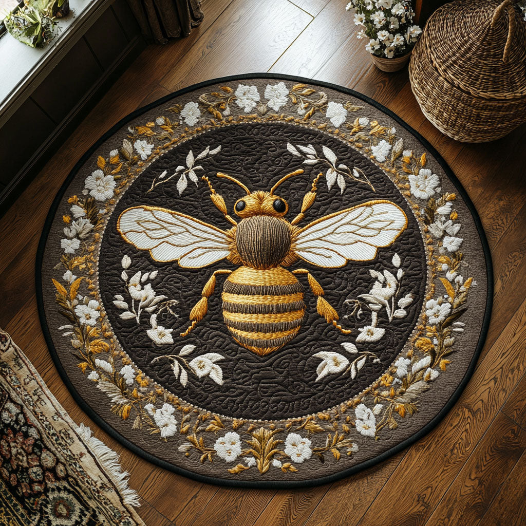 Bee In White Flower WY2904047CL Quilted Round Mat