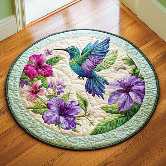 Hummingbird Flower WX2105021CL Quilted Round Mat