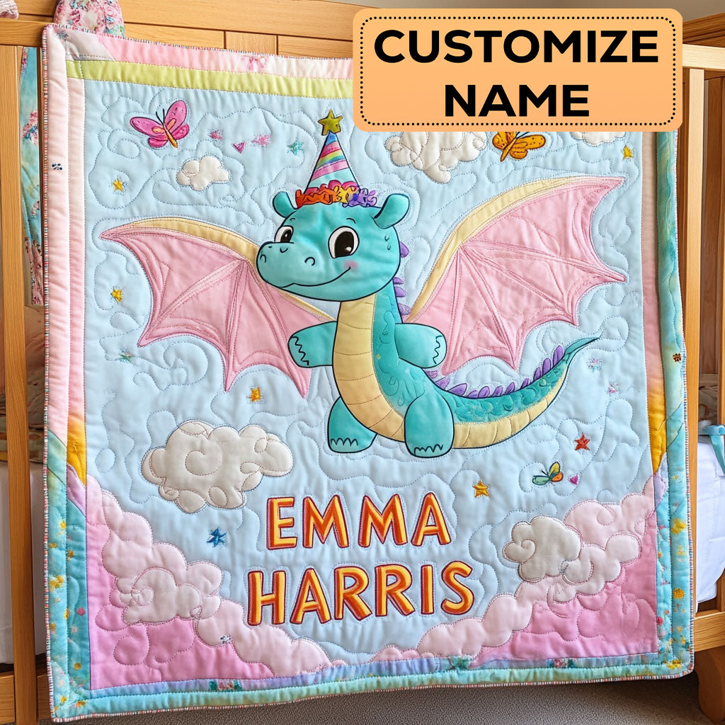 Sweet Little Dragon CW2507019CL Personalized Baby Quilt