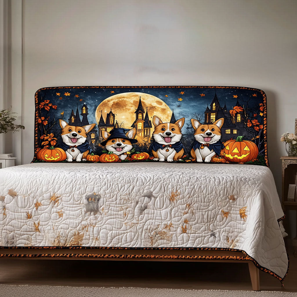 Witchy Corgi WN1812033CL Quilted Headboard Slipcover