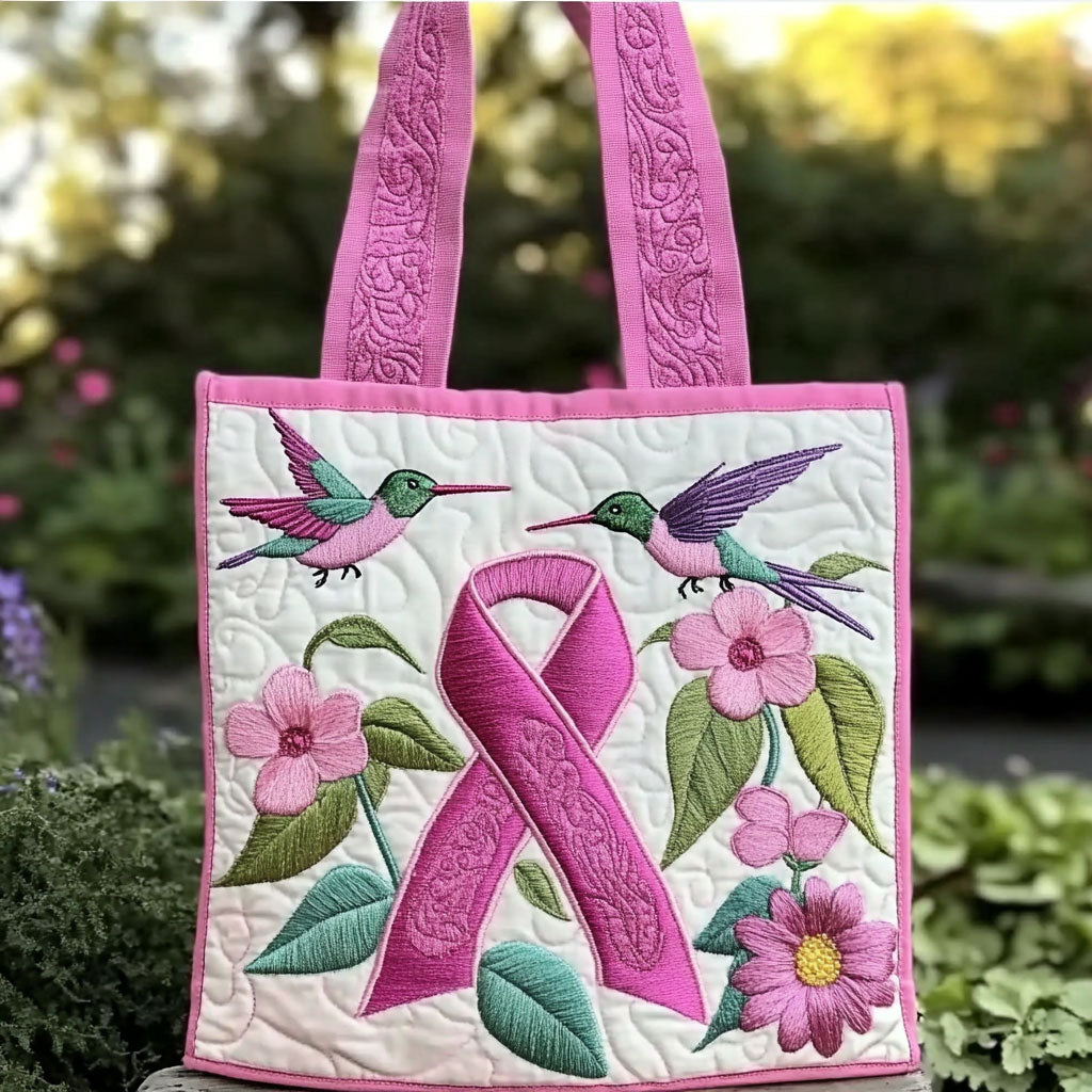Hummingbird Ribbon Bloom WN2909028CL Quilted Tote Bag