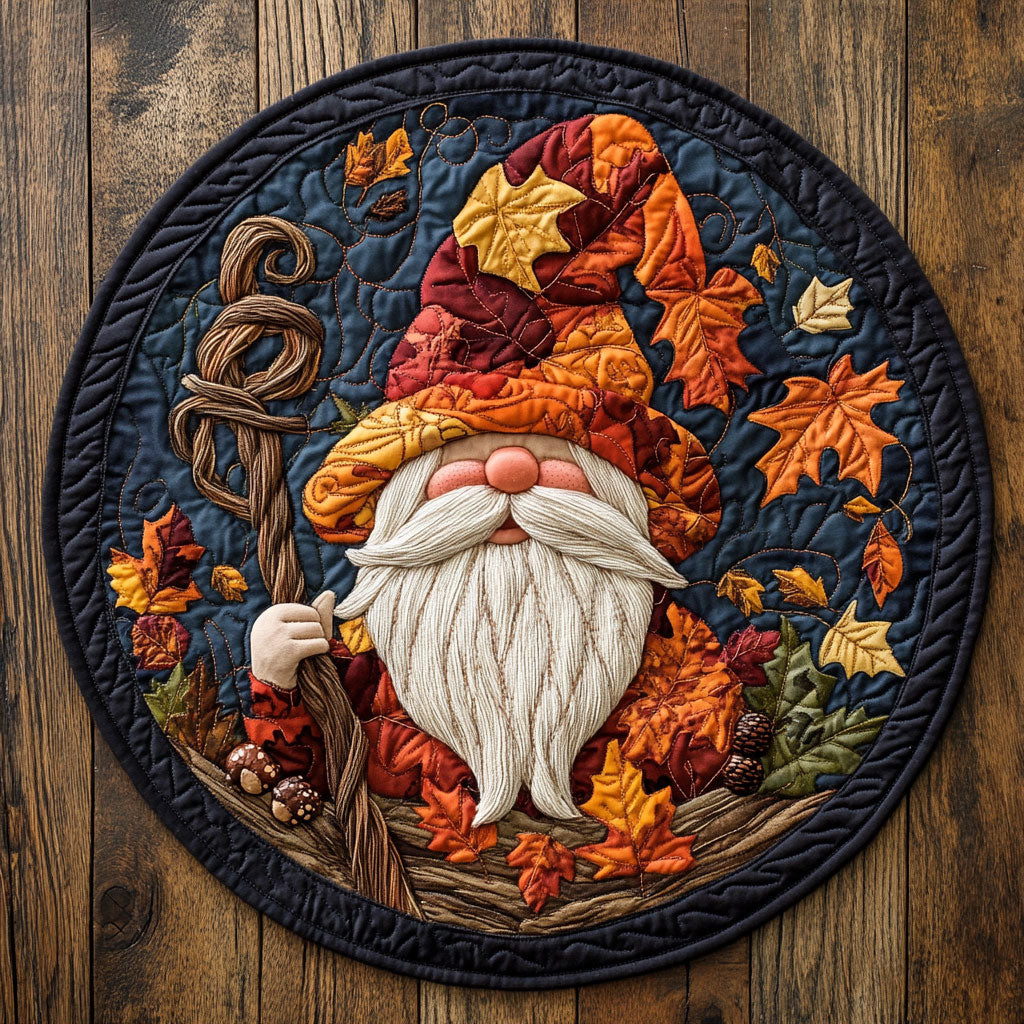 Cozy Gnome Season WN1507007CL Quilted Round Mat