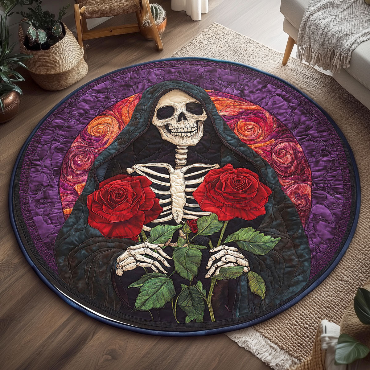 Bone Blossom Enigma WP2304003CL Quilted Round Mat