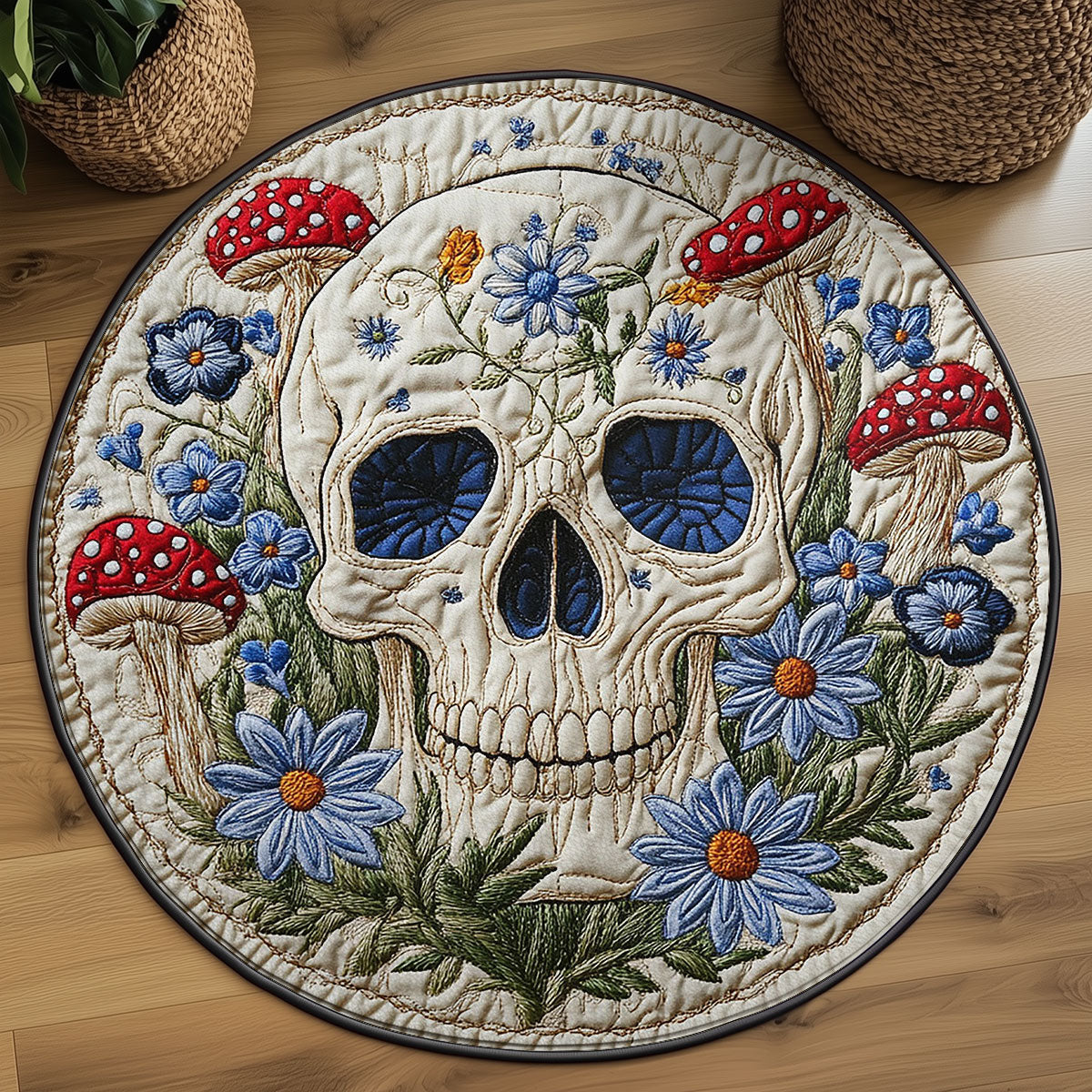 Skull And Spores WN1607039CL Quilted Round Mat