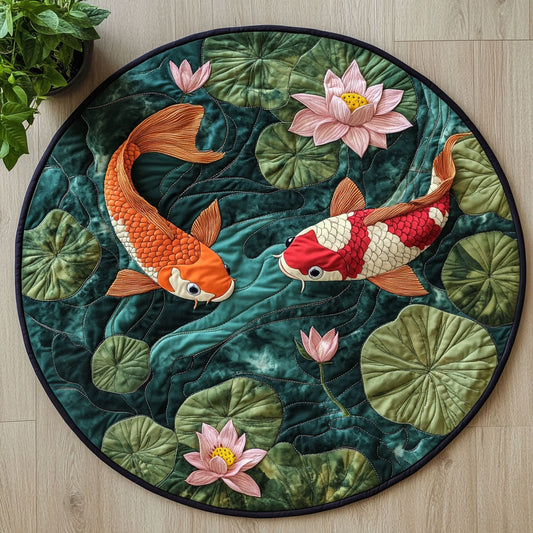 Tranquil Koi Fish CW1106044CL Quilted Round Mat