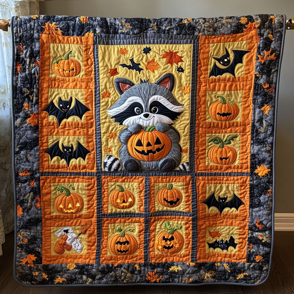 Pumpkin Bat And Raccoon WY2508057CL Quilt