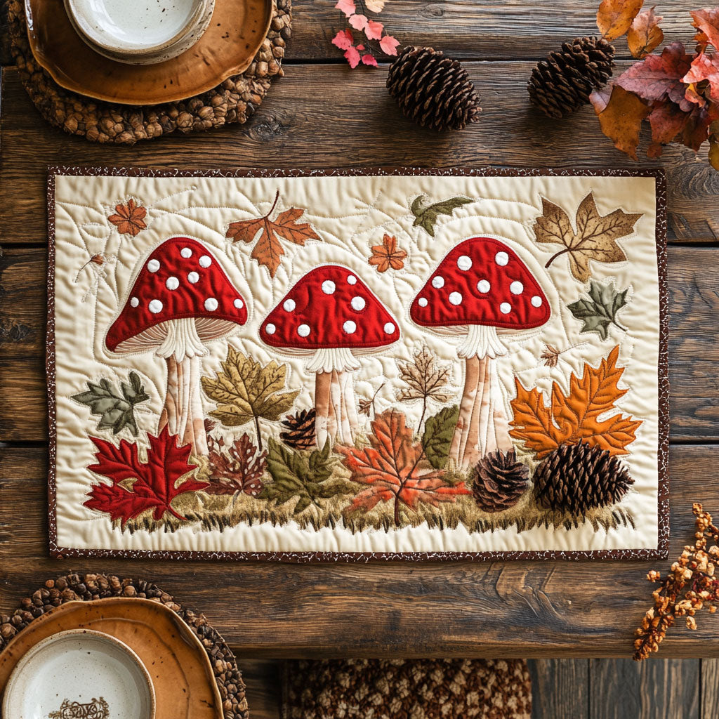 Mushroom Harvest Trail WX0307053CL Quilted Table Runner