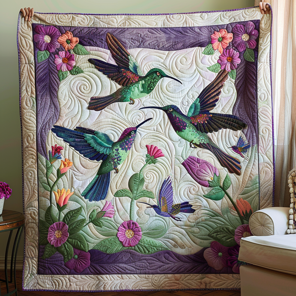Purple Majestic Hummingbirds YR0401001CL Quilt