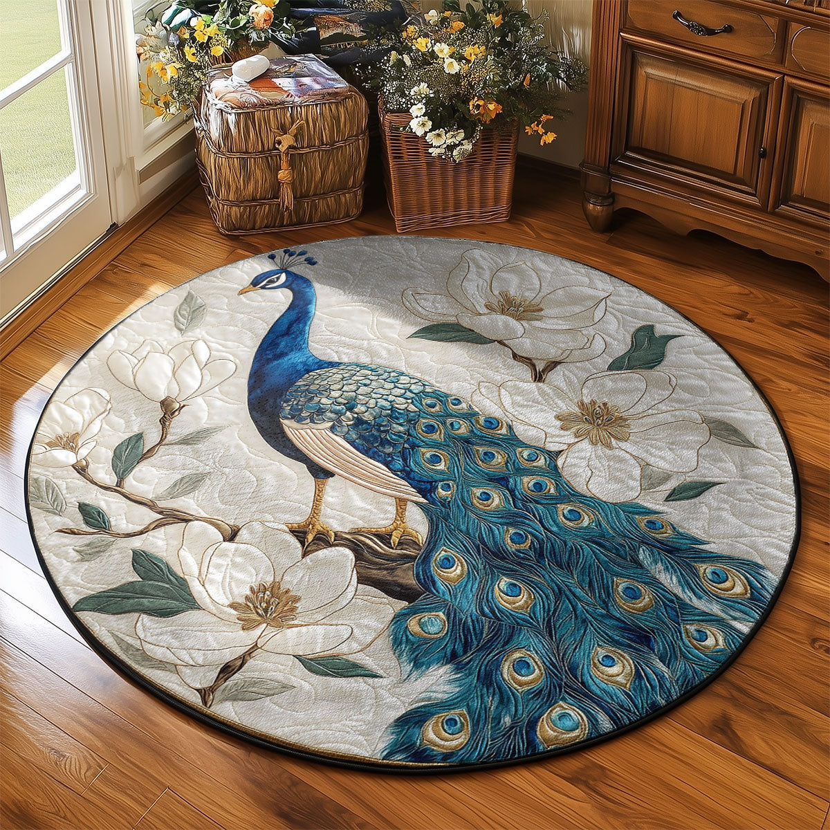 Peacock And Flower WY2003127CL Quilted Round Mat