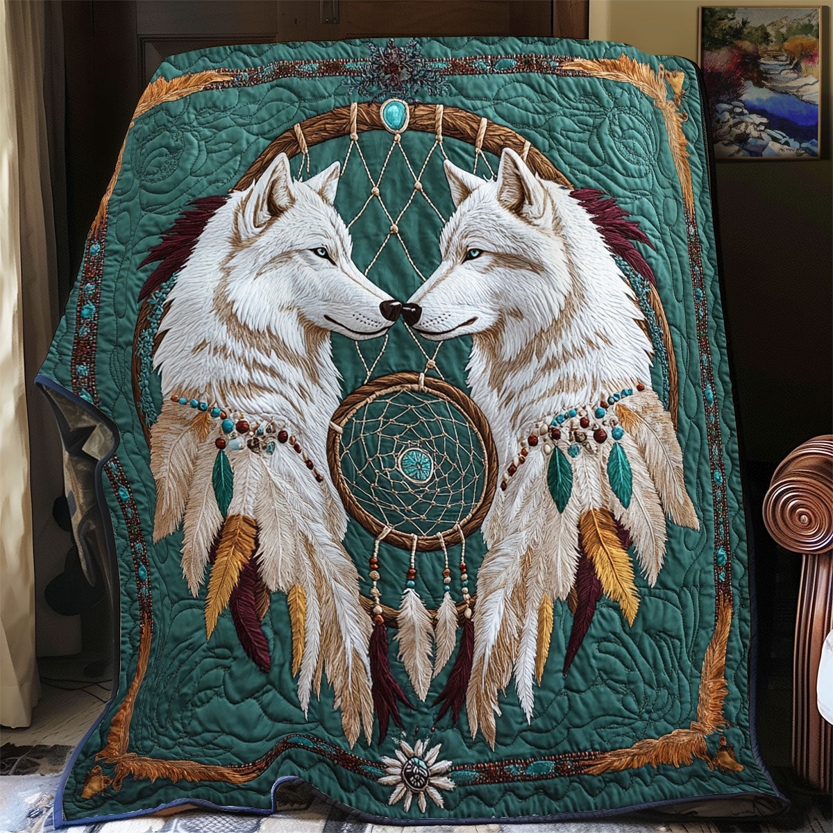 Dreamcatcher And White Wolf WY2702071CL Quilt