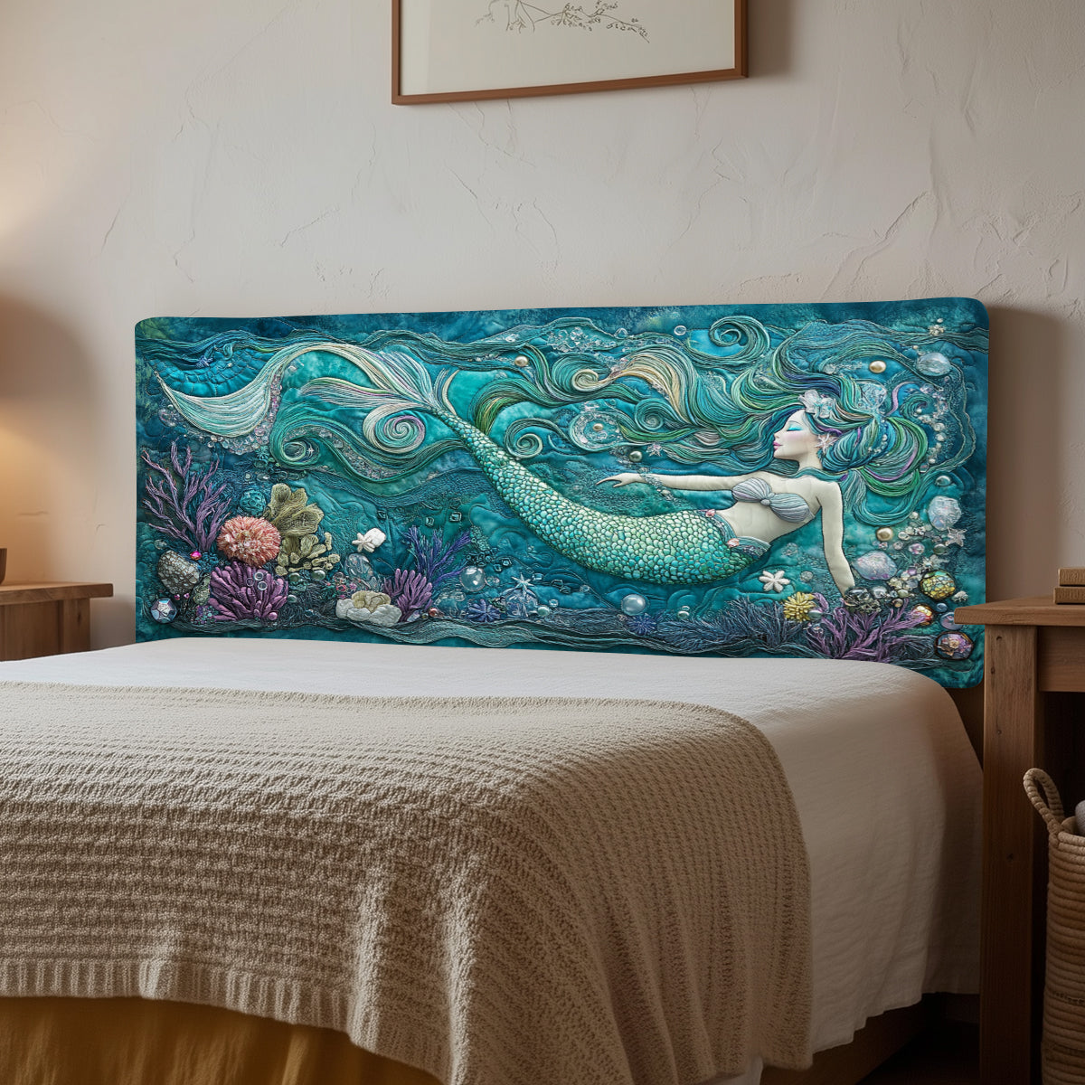 Fantasy Mermaid XR1212005CL Quilted Headboard Slipcover