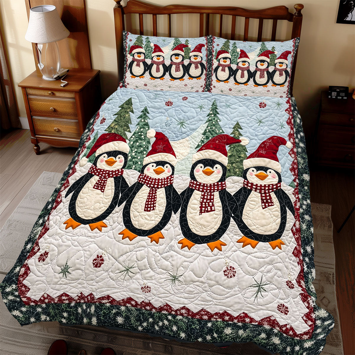 Penguins Christmas WX2111073CL Duvet Cover Set