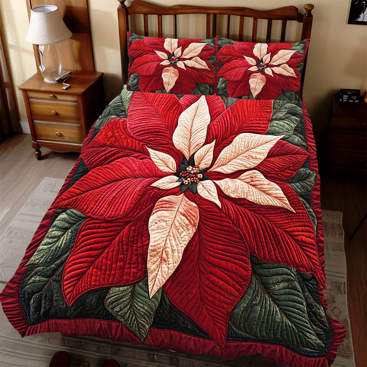 Red Poinsettia WX2111079CL Duvet Cover Set