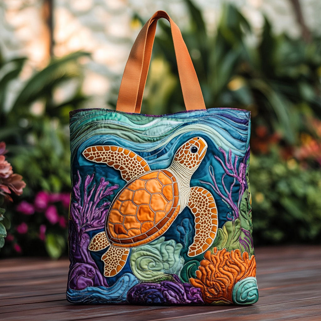 Serene Turtle WN2209070CL Quilted Tote Bag