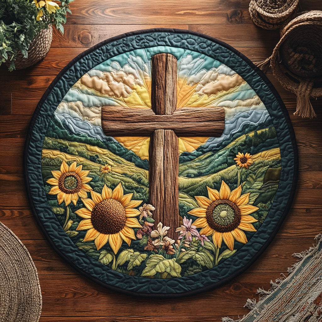Faith In Bloom WY3006066CL Quilted Round Mat