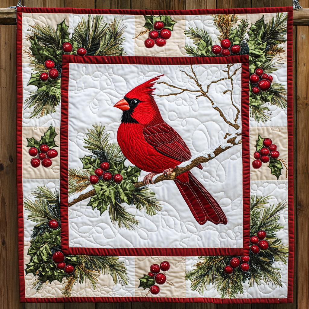 Cardinal with Mistletoe XK1009005CL Quilt Blanket