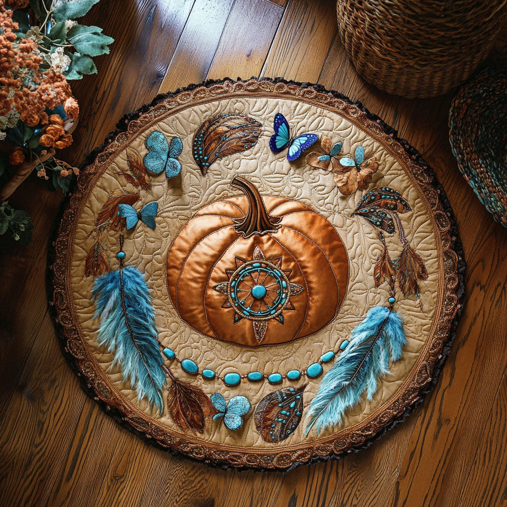 Boho Pumpkin WY1107009CL Quilted Round Mat