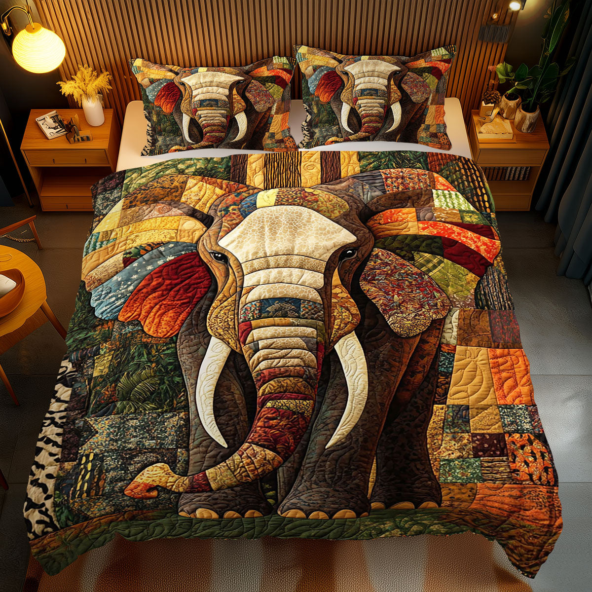 Majestic Elephant Mosaic WJ1812046CL Duvet Cover Set
