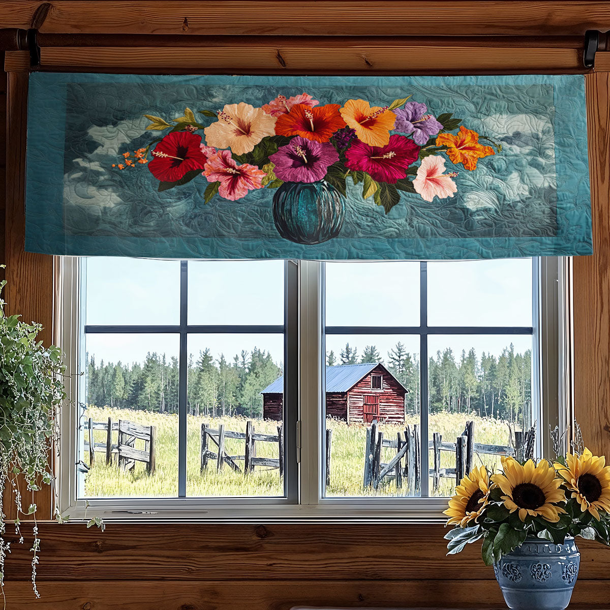 Hibiscus Coastal Bloom WN1906045CL Quilted Valance