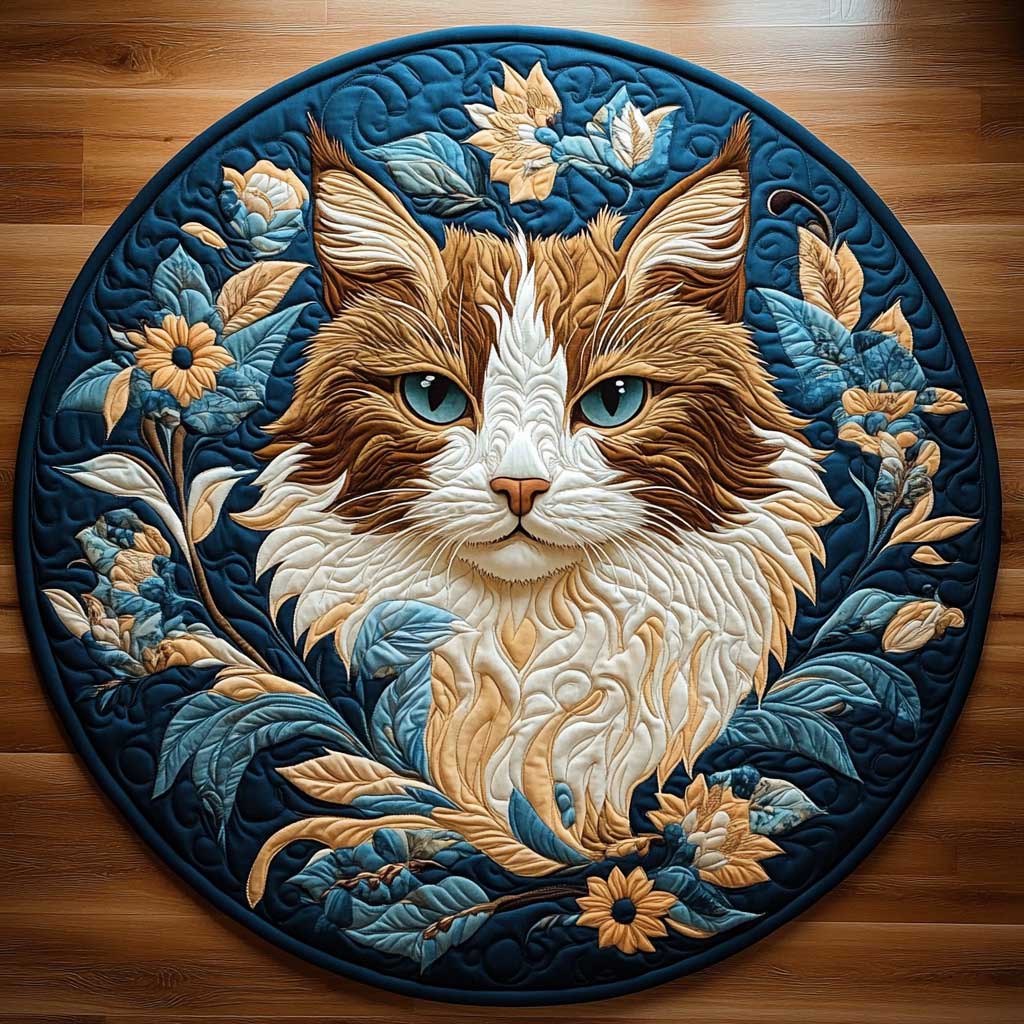 Cats And Flowers CQ2504005CL Quilted Round Mat