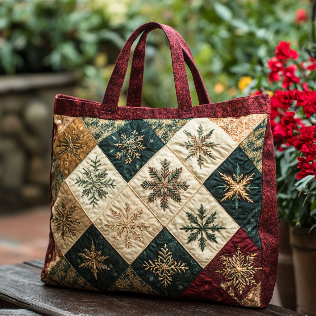 Snowflake Patchwork CW2909021CL Quilted Tote Bag