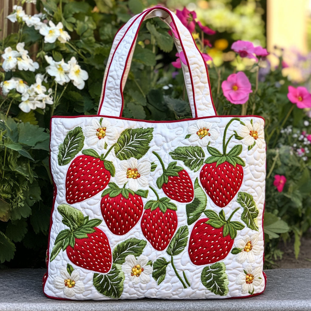 Sweet Harvest Strawberry CW2609019CL Quilted Tote Bag