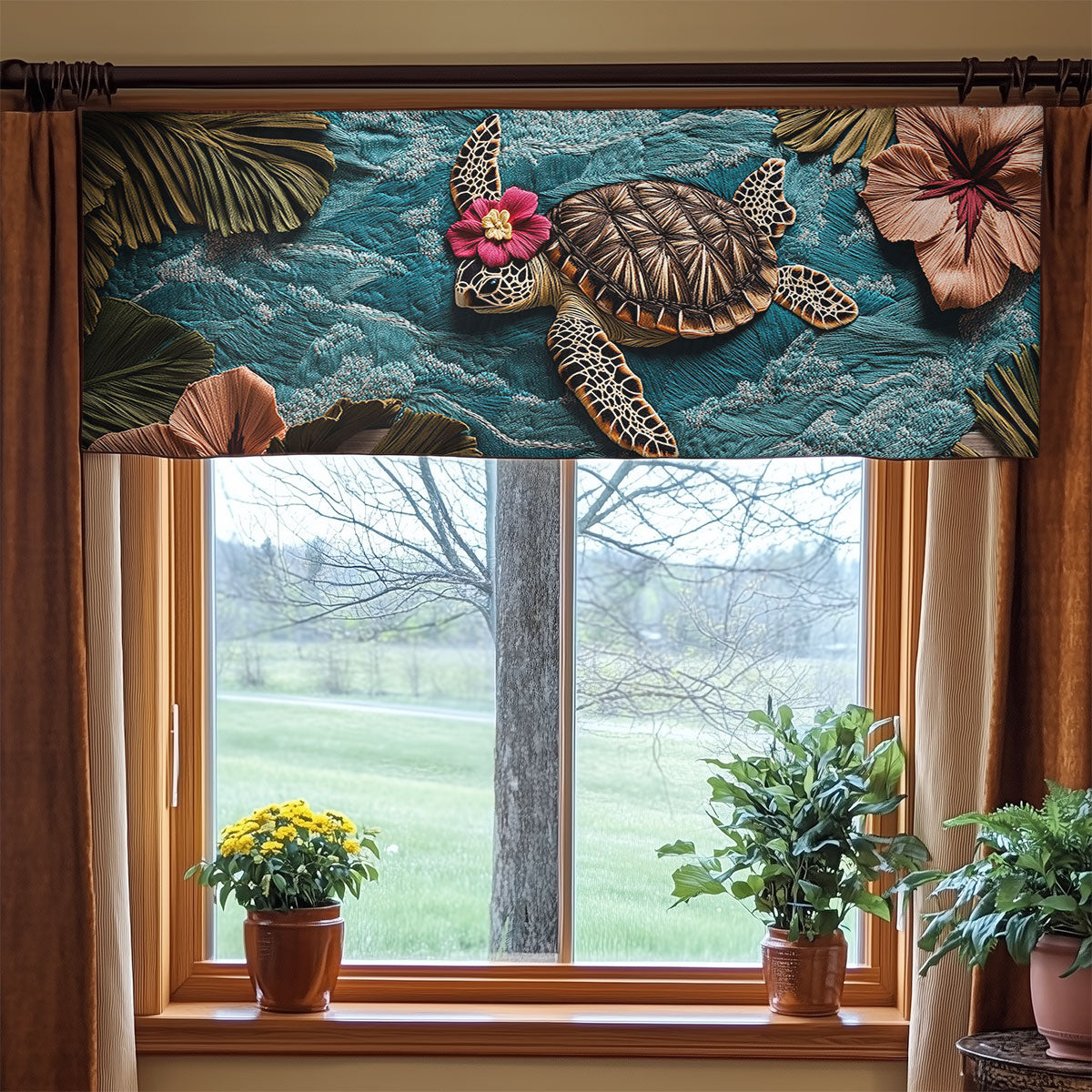 Island Turtle WN2406031CL Quilted Valance