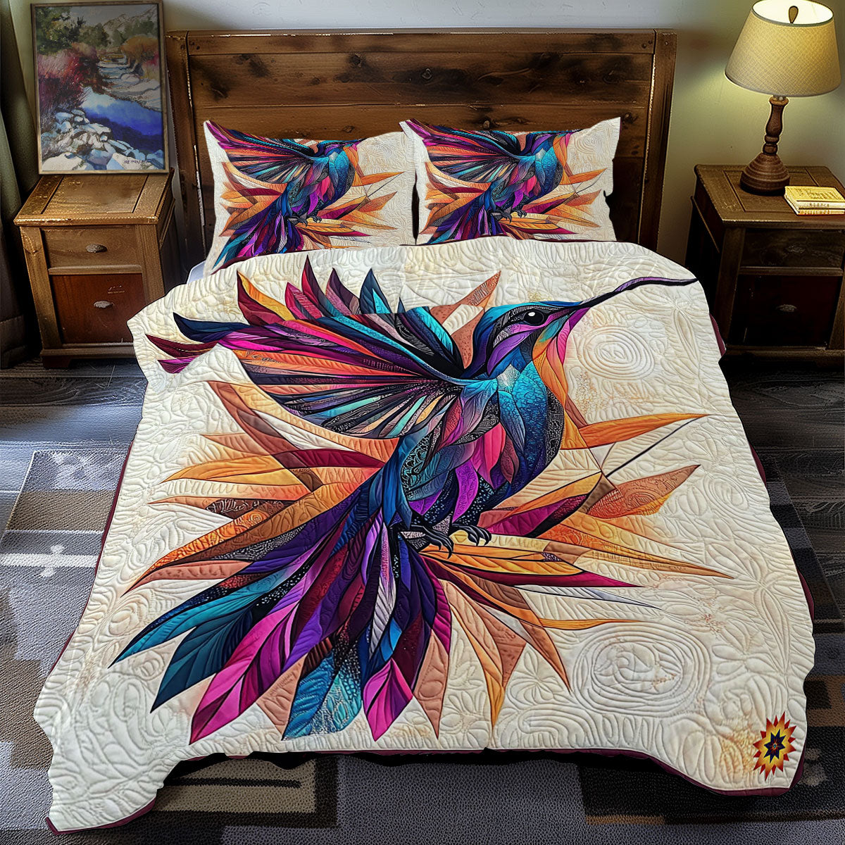 Geometric Hummingbird WY1712042CL Duvet Cover Set