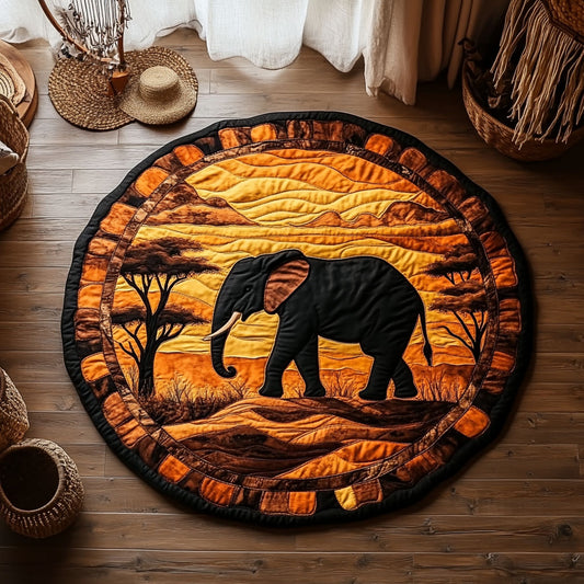 Safari Elephant WY1006022CL Quilted Round Mat