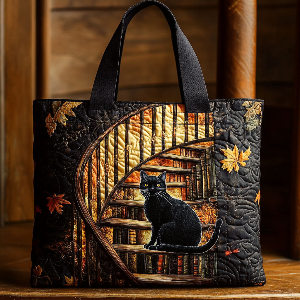 Cat Library CW0310003CL Quilted Tote Bag