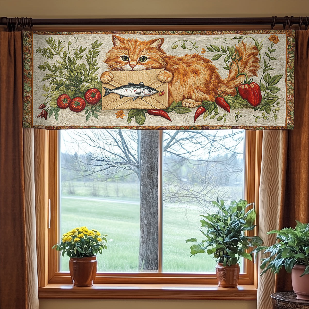Catnibble Treats WN3006038CL Quilted Valance