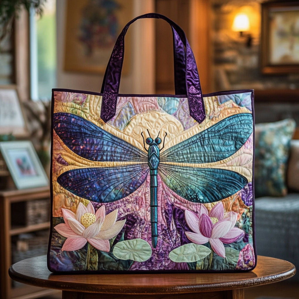 Dragonfly Lotus KL2111012CL Quilted Tote Bag