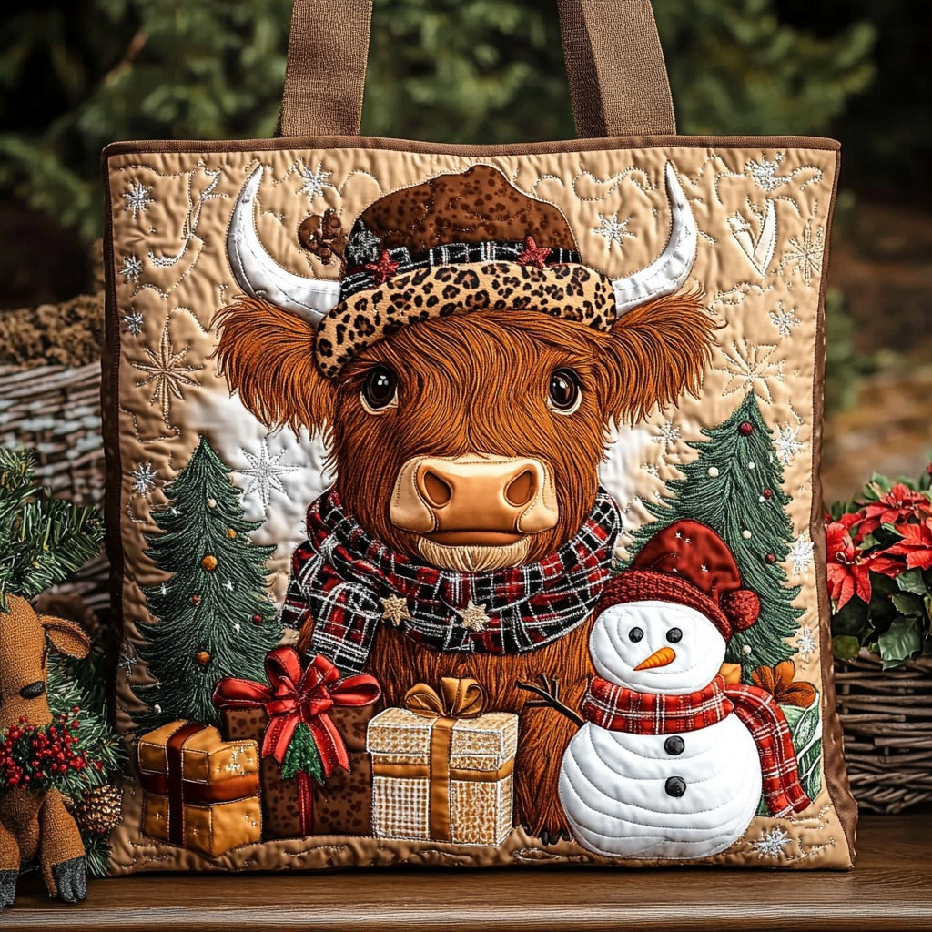 Cow Cheetah Hat XR0810004CL Quilted Tote Bag