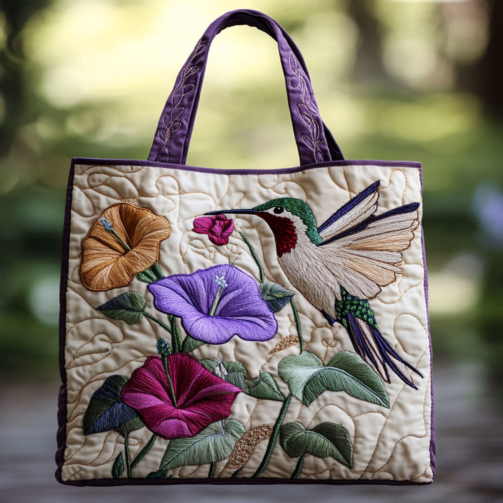 Violet Hummingbird WN2209090CL Quilted Tote Bag