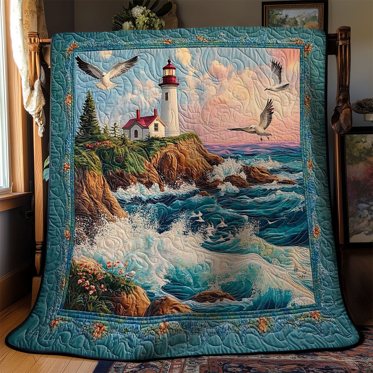 Peaceful Lighthouse Beside Sea WY2103064CL Quilt