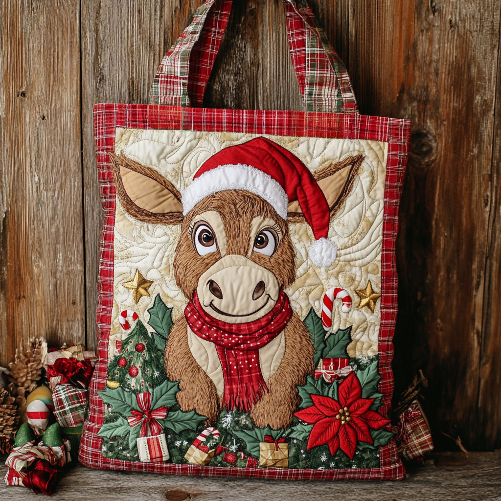 Donkey Red Plaid Christmas WN1111041CL Quilted Tote Bag