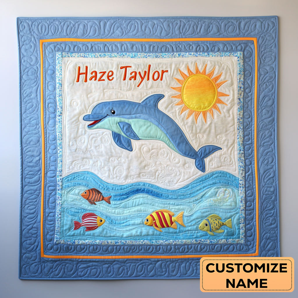 Little Dolphin WN2907068CL Personalized Baby Quilt