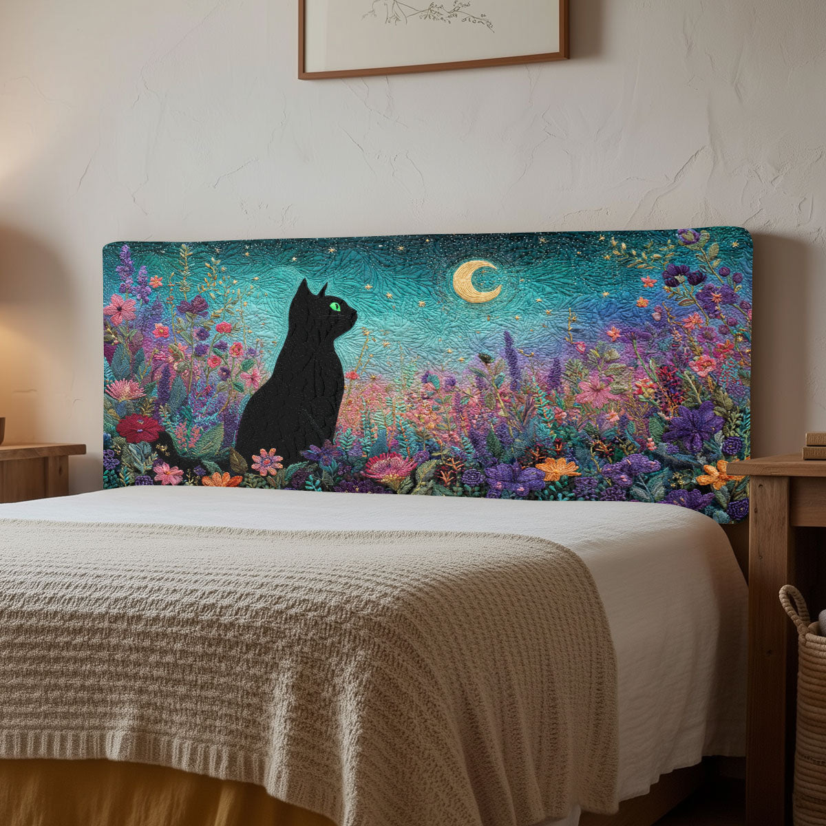 Moon Garden Cat CW2212024CL Quilted Headboard Slipcover