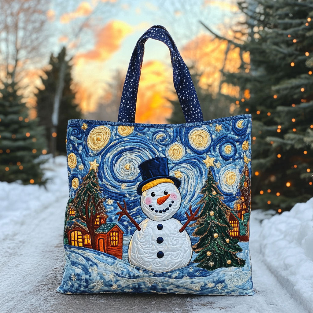 Cozy Moon Snowman WN0511016CL Quilted Tote Bag