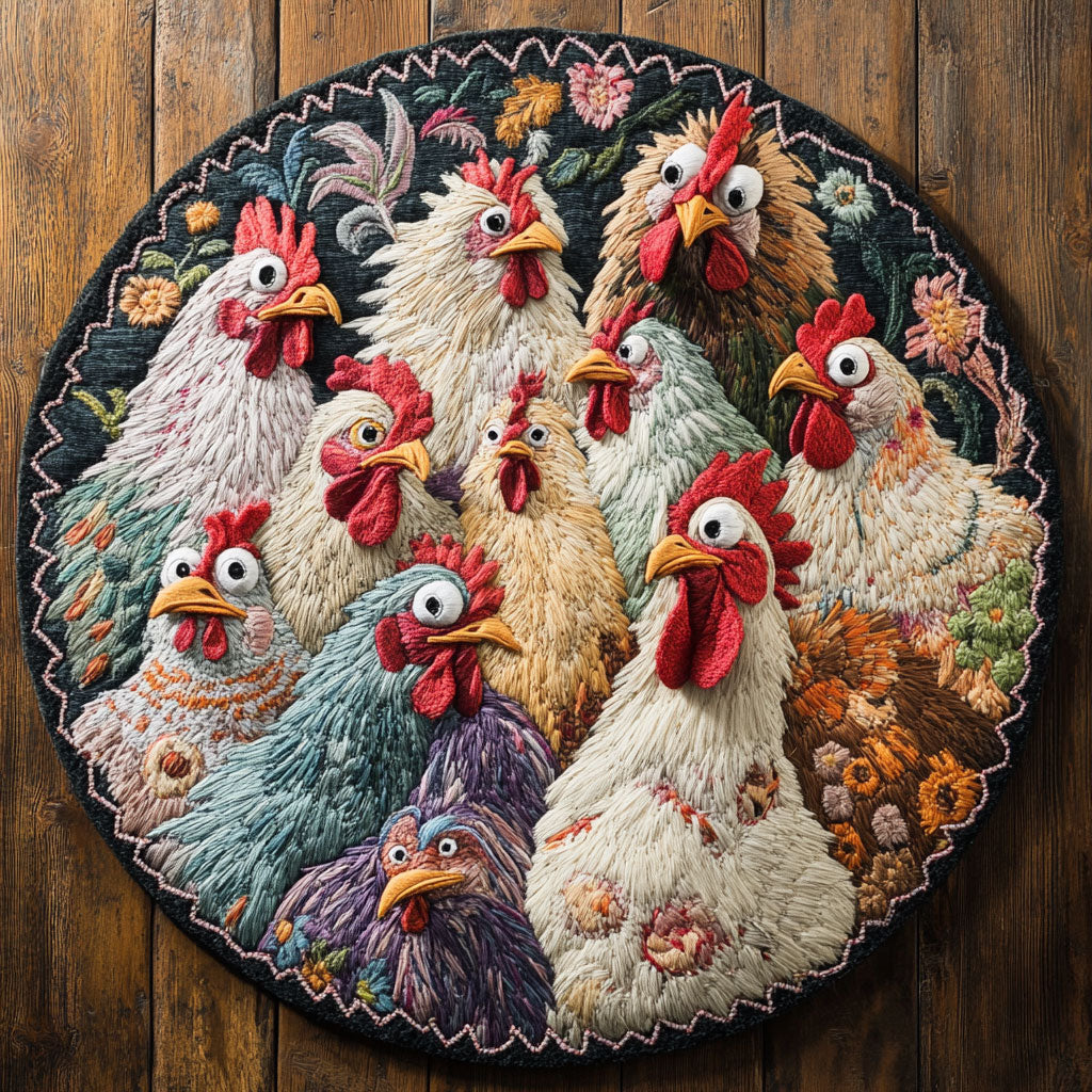 Boho Chicken WN1406025CL Quilted Round Mat