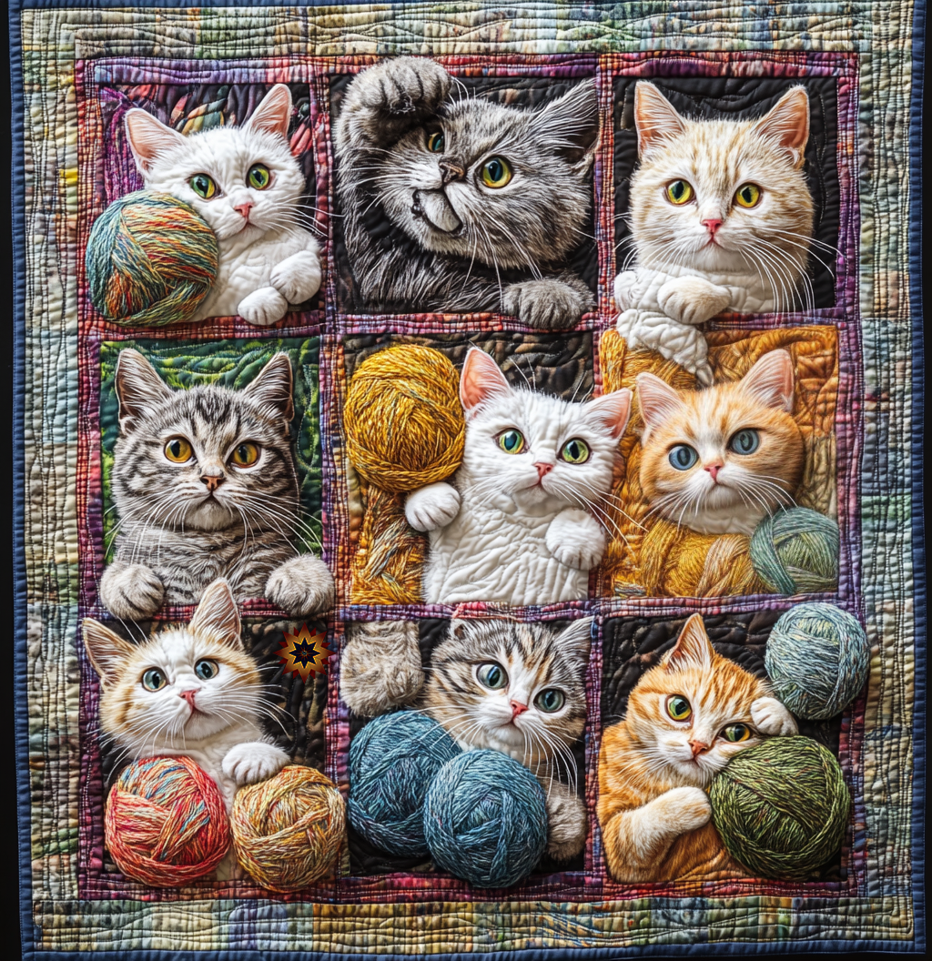 Cats Rolling In Yarns YR1210004CL Quilt