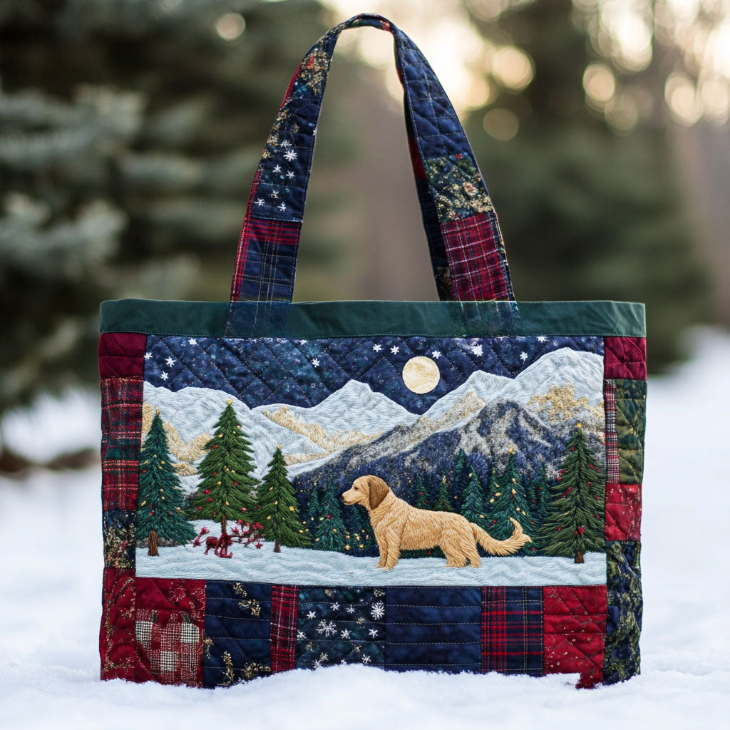 Merry Golden Retriever Nights WN0611072CL Quilted Tote Bag