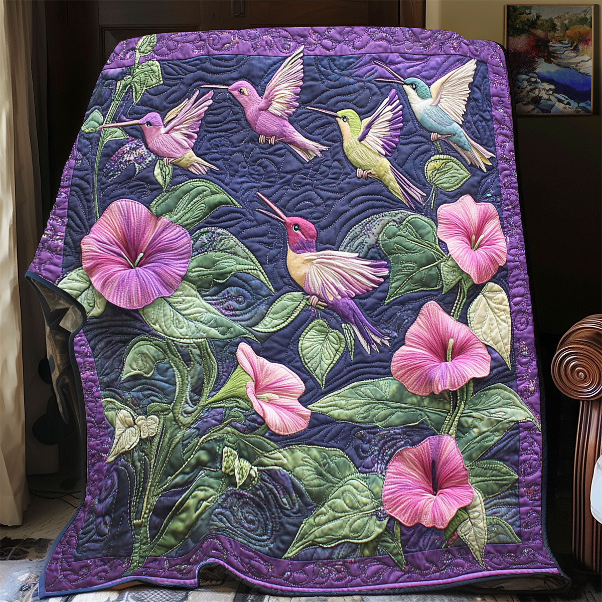 Morning Glory Hummingbird WP1905031CL Quilt
