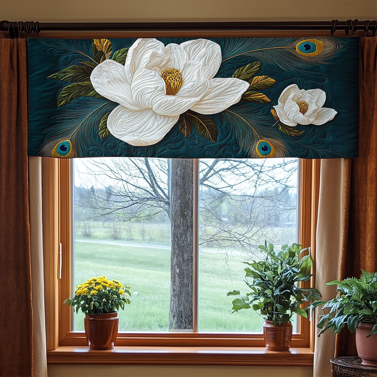 Magnolia Flower WX1405024CL Quilted Valance