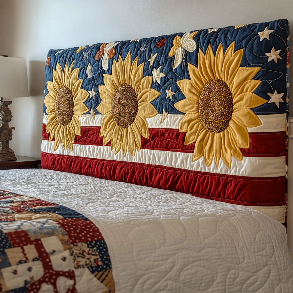 Patriotic Sunflowers CP0301200CL Quilted Headboard Slipcover