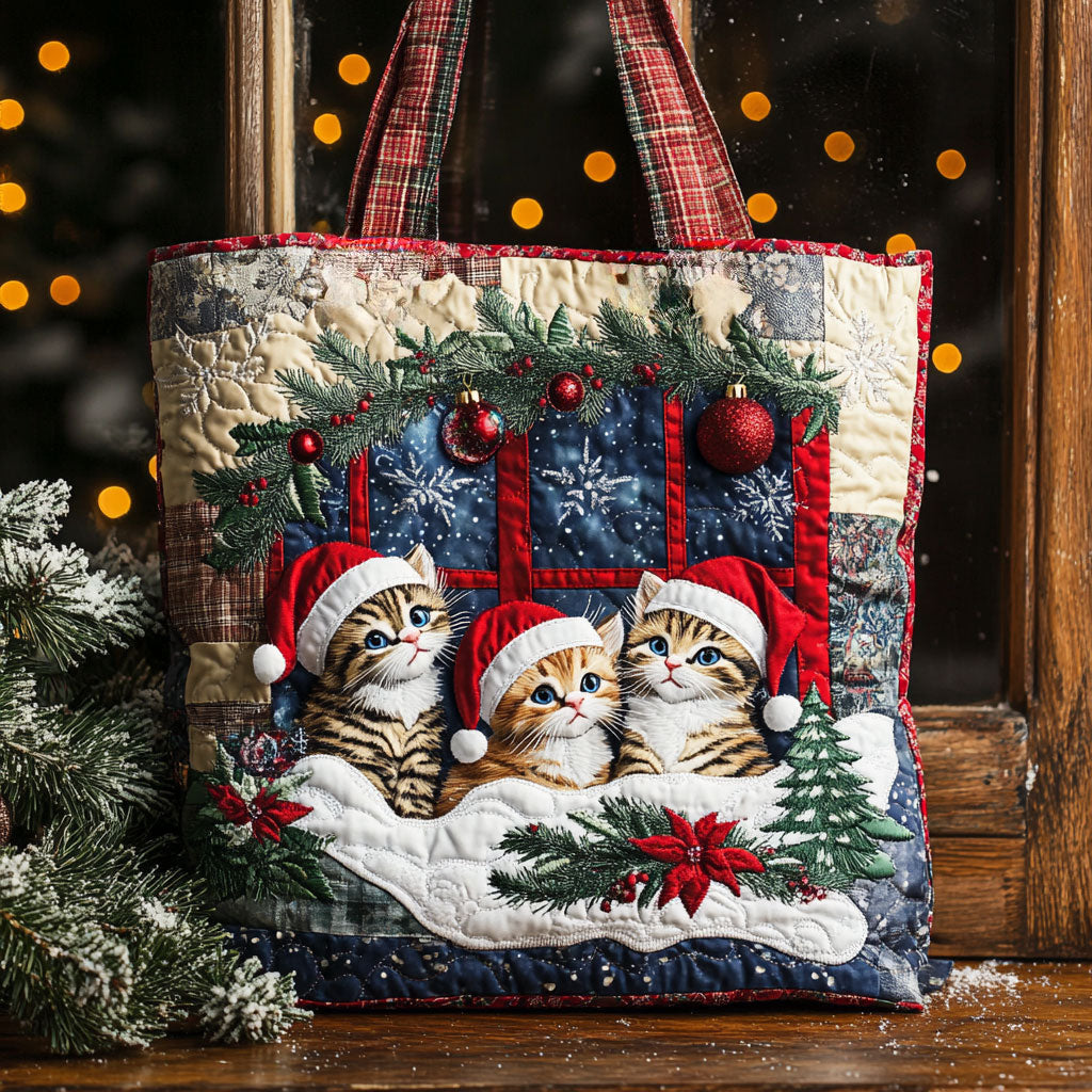 Cat Christmas Blessing WN1411061CL Quilted Tote Bag