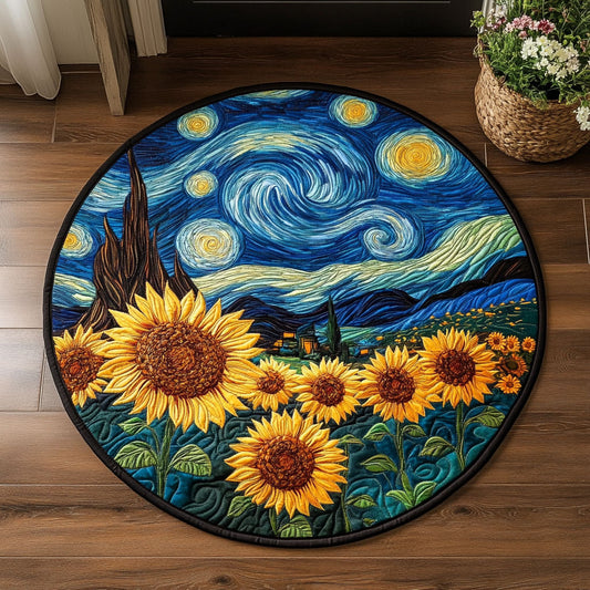 Starlit Sunflower Garden CW1106042CL Quilted Round Mat